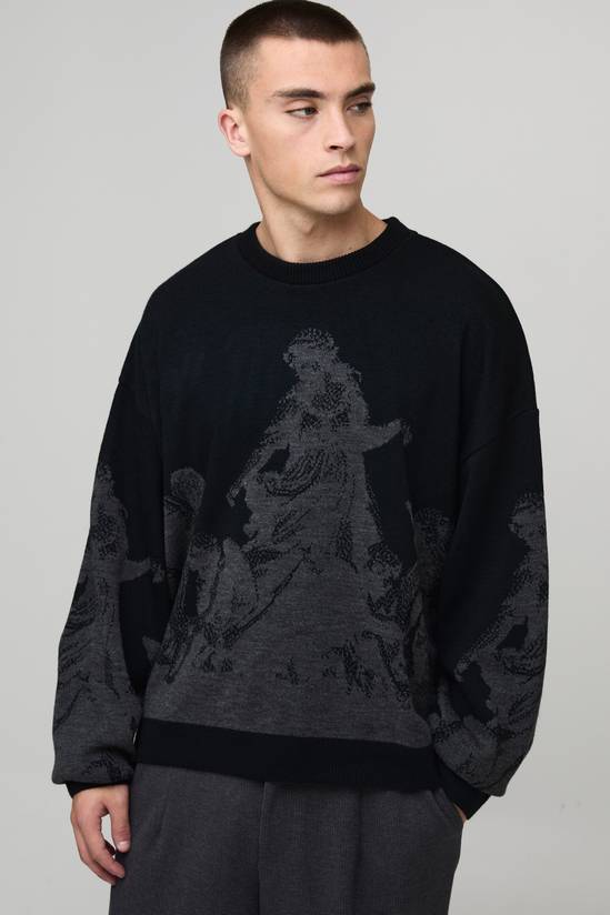 Oversized Renaissance Jacquard Knitted Jumper