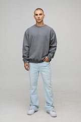 Charcoal Oversized Vintage Wash Printed Sweatshirt