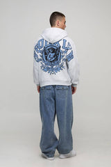Ash Grey Oversized Boxy Brooklyn Over The Seams Print Hoodie