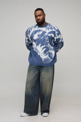 Plus Oversized Face Jacquard Knitted Jumper