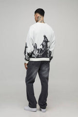 Tall Oversized Renaissance Embroidered Jacquard Knitted Jumper