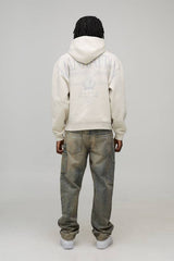 Stone Oversized Boxy Manhattan Over Seam Printed Hoodie