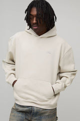 Stone Oversized Boxy Manhattan Over Seam Printed Hoodie