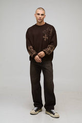 Oversized Boxy Cross Graphic Knitted Jumper