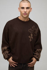Oversized Boxy Cross Graphic Knitted Jumper
