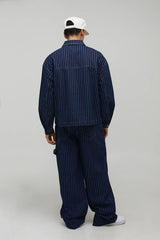 Pinstripe Carpenter Baggy Fit Jeans