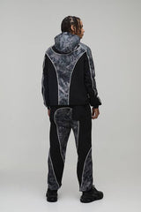 Regular Fit Nylon Camo Colour Block Piping Hooded Track Jacket