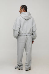 500GSM Heavyweight Shrunken Boxy Dropped Shoulder Faux Layer Sleeve Hoodie
