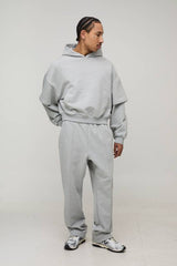 500GSM Heavyweight Shrunken Boxy Dropped Shoulder Faux Layer Sleeve Hoodie