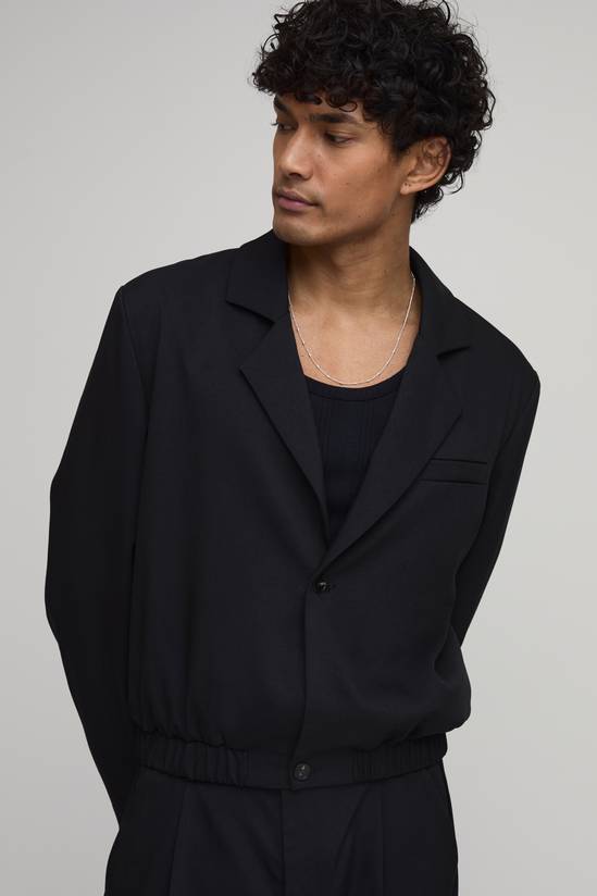 Tailored Cropped Elasticated Hem Co-ord Blazer