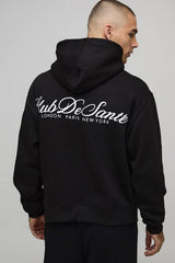 Oversized Boxy Club De Sante Printed Hoodie