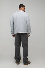 Oversized Boxy V Neck Mixed Boucle Polo Jumper
