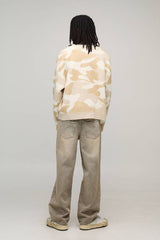 Oversized Boxy Ribbed Camo Knitted Jumper
