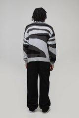 Oversized Boxy Brushed Animal Knitted Jumper