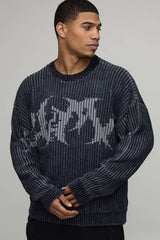 Oversized Gothic Ribbed Knitted Jumper