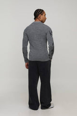 Muscle Fit Ribbed Gothic Knitted Jumper