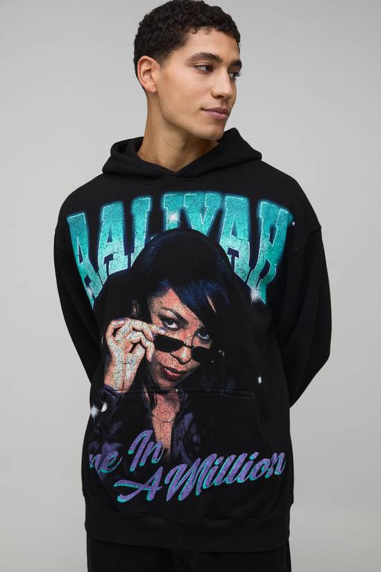 Oversized Aaliyah License Printed Hoodie