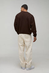 Oversized Boxy Diamond Stitch Knitted Jumper