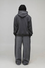 Oversized Man Daisy Ski Mask Washed Printed Hoodie