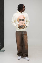 Regular Fit Man Floral Ski Mask Printed Hoodie