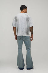 Stonewashed Stretch Flared Jeans