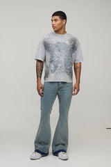 Stonewashed Stretch Flared Jeans