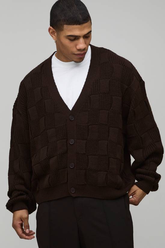 Oversized Mixed Cable Knitted Cardigan