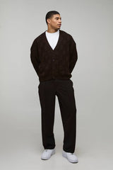 Oversized Mixed Cable Knitted Cardigan