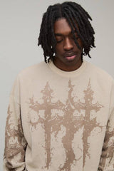 Relaxed Boxy Gothic Ribbed Knitted Jumper