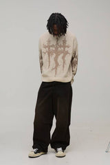 Relaxed Boxy Gothic Ribbed Knitted Jumper