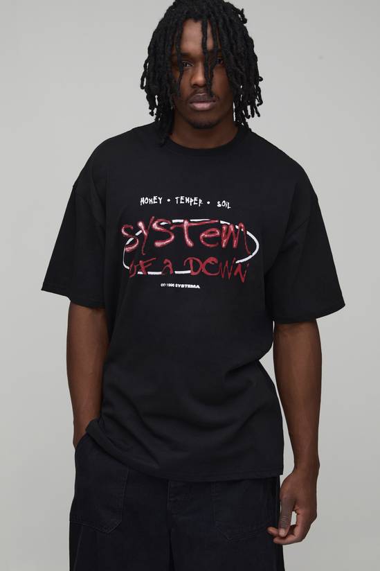 Tall Oversized System of a Down License Printed T-Shirt