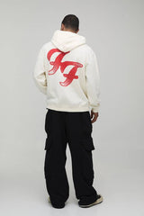 Oversized Foo Fighters License Printed Hoodie