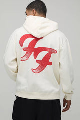 Oversized Foo Fighters License Printed Hoodie