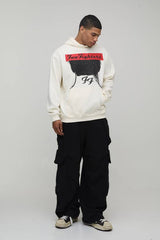 Oversized Foo Fighters License Printed Hoodie