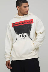 Oversized Foo Fighters License Printed Hoodie