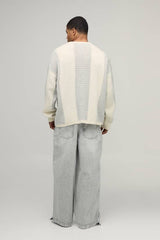 Oversized Knitted Mesh Sports Top