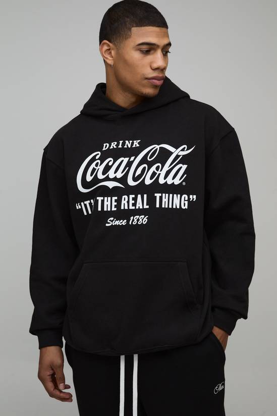 Oversized Coca-Cola License Printed Hoodie
