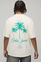 Oversized Extended Neck Palm Springs Graphi T-Shirt