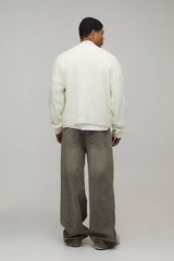 Relaxed Boxy Brushed Knitted Cardigan