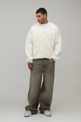 Relaxed Boxy Brushed Knitted Cardigan