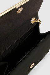 Structured Suedette Clutch Bag and Chain