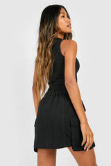 Elasticated Waist Micro Mini Cargo Skirt