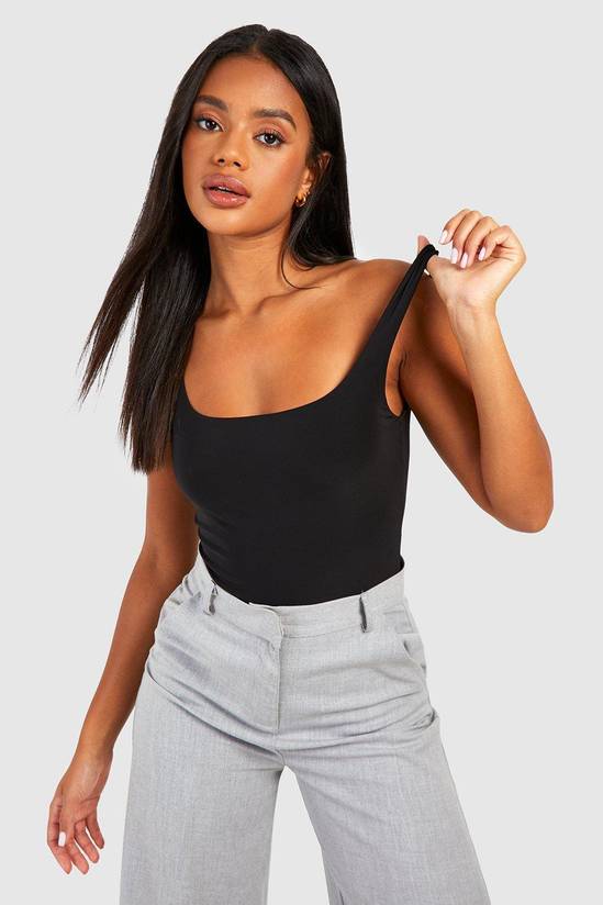 Square Neck Slinky Double Layer Bodysuit
