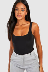 Square Neck Slinky Double Layer Bodysuit