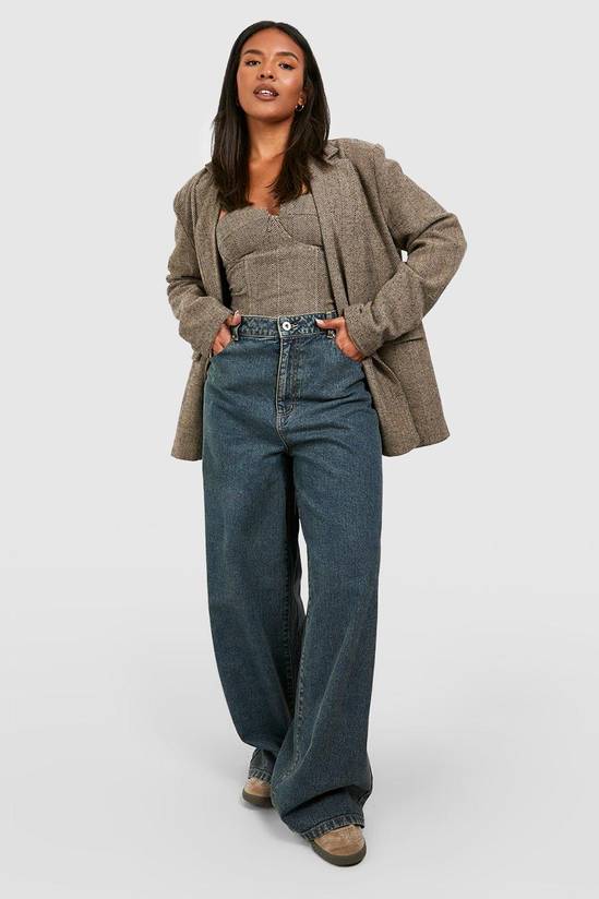 Plus Basics High Waisted Super Wide Leg Jeans