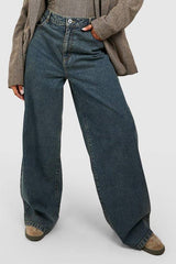 Plus Basics High Waisted Super Wide Leg Jeans