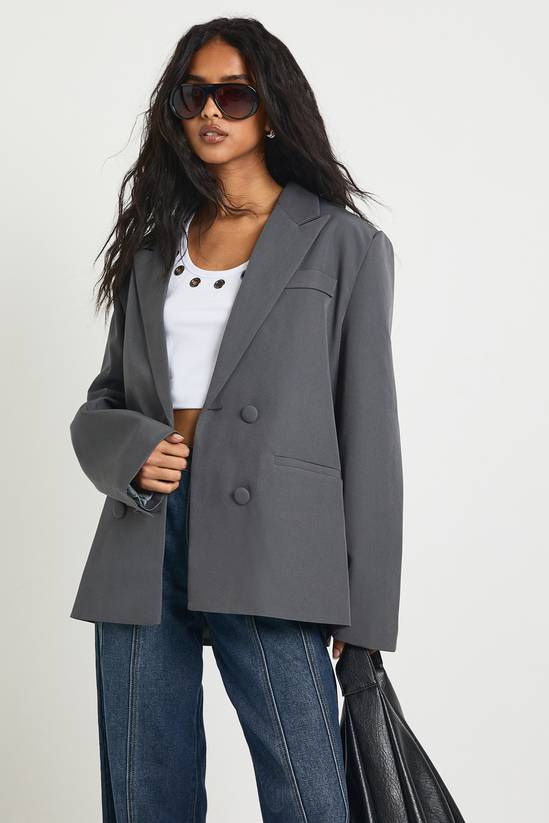 Double Breasted Relaxed Fit Tailored Blazer