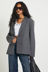Double Breasted Relaxed Fit Tailored Blazer