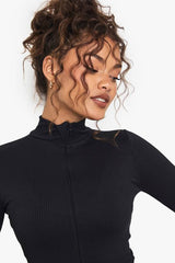 Boohoo Basics Seamless Rib Zip Through Jacket
