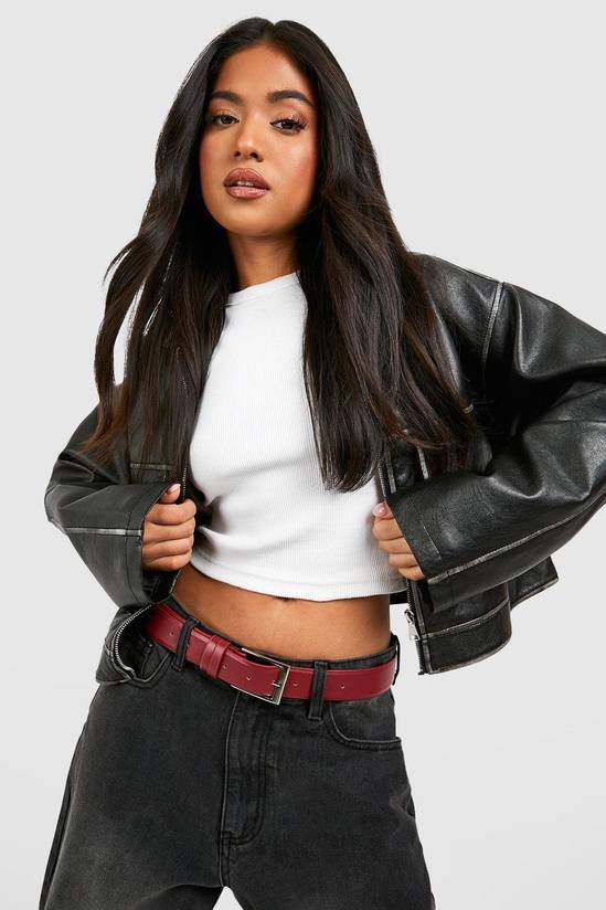 Cherry Red Chunky Buckle Boyfriend Belt
